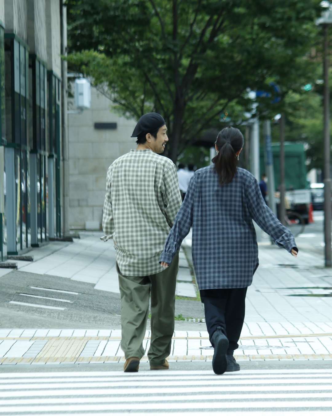 nanamica / チェックのBand Collar Shirt