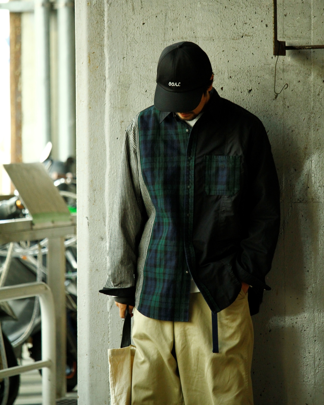 パープルレーブル Plaid Patchwork Shirt / M