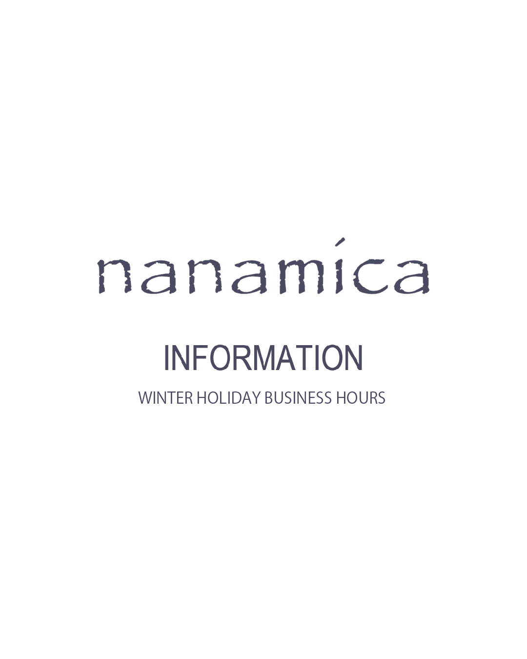 Winter Holiday Business Hours