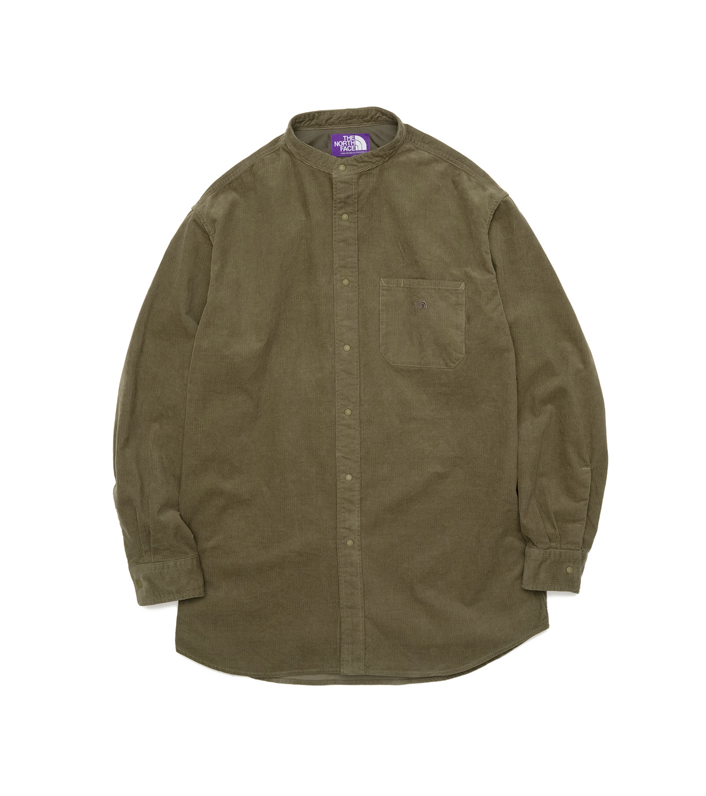 Corduroy Band Collar Shirt