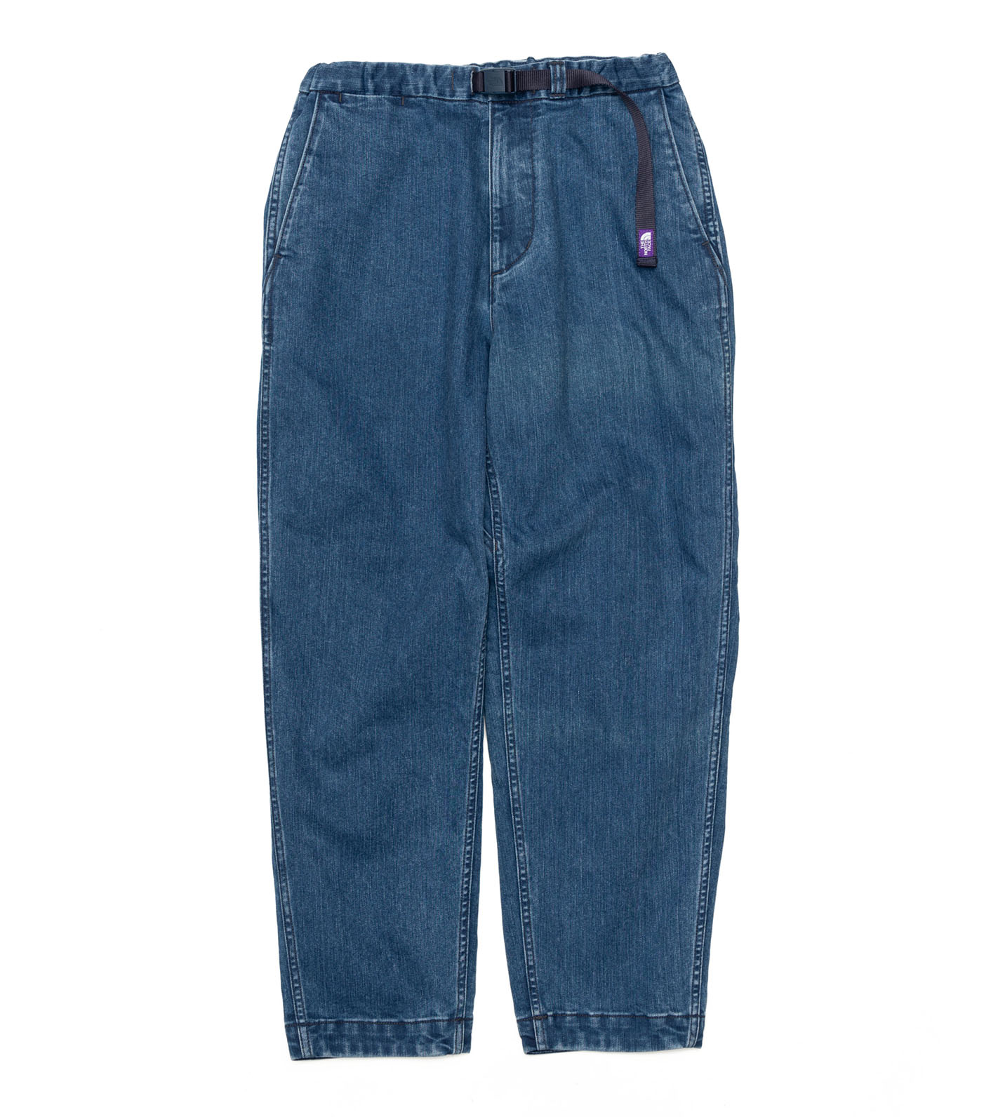 Webbing Belt Denim Wide Tapered Pants