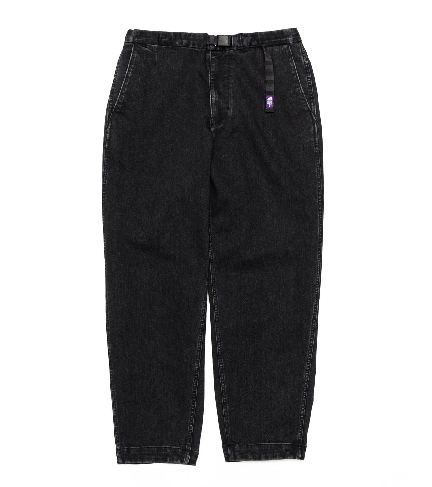 Webbing Belt Denim Wide Tapered Pants