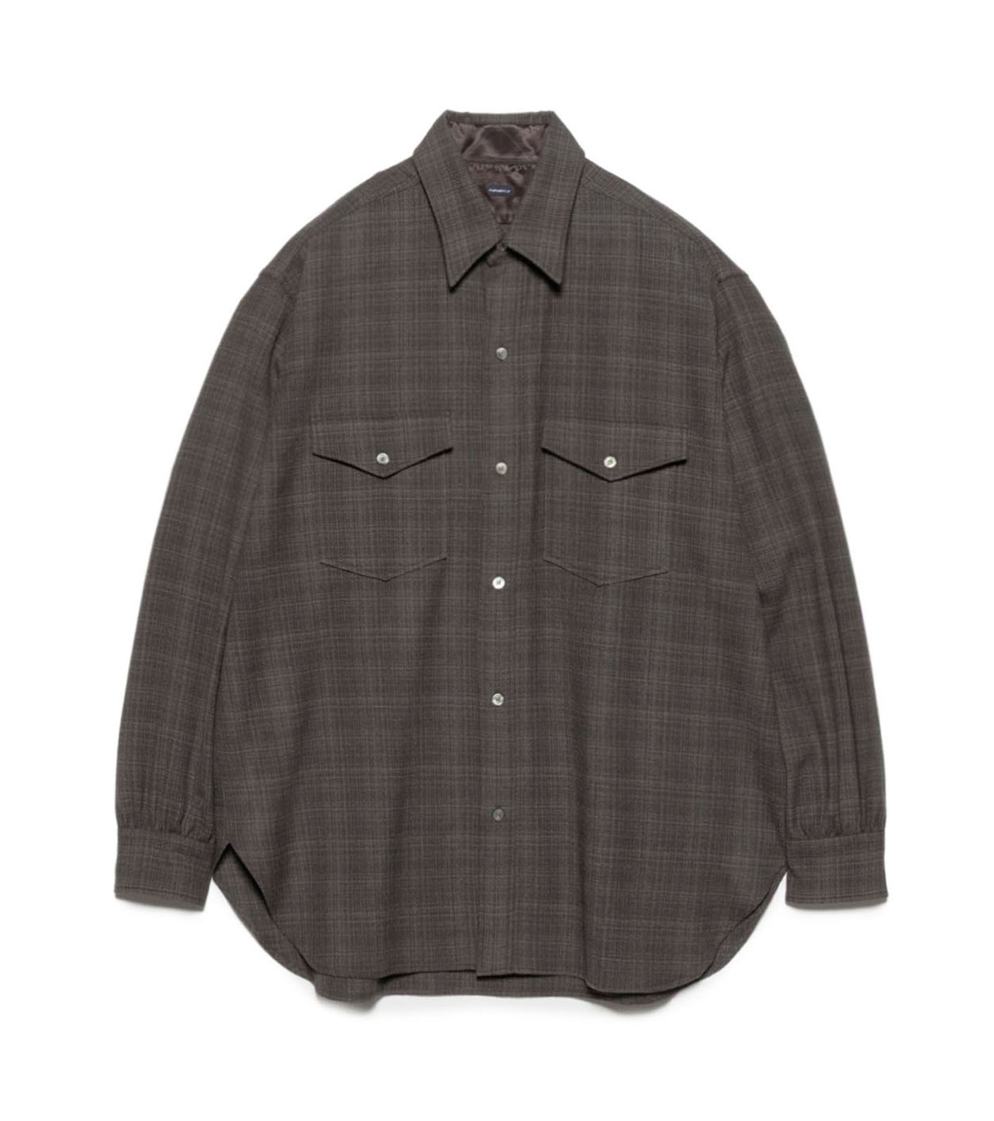 Regular Collar Wool Plaid Shirt