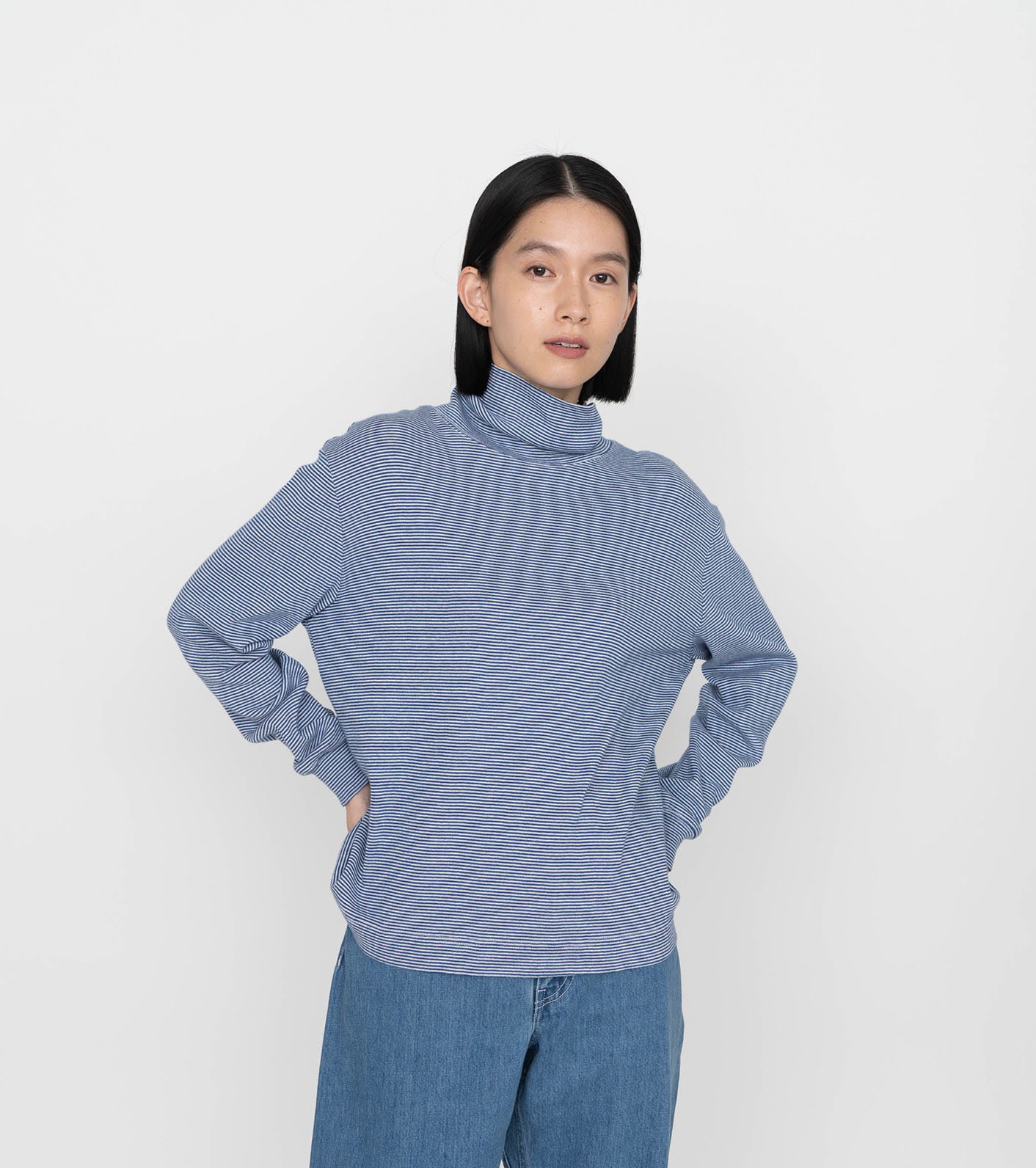 nanamica / Turtle Neck L/S Stripe Tee