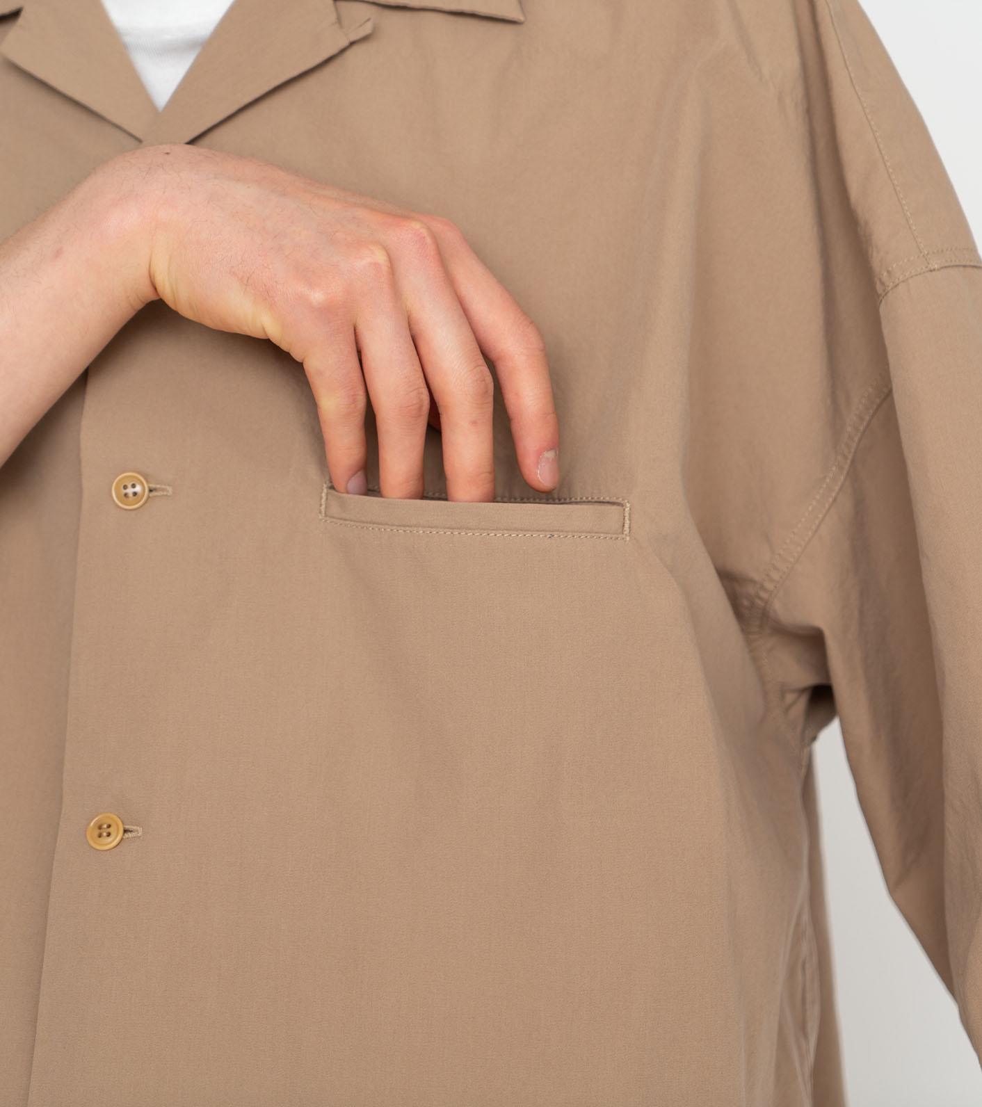 nanamica Open Collar Wind H/S Shirt