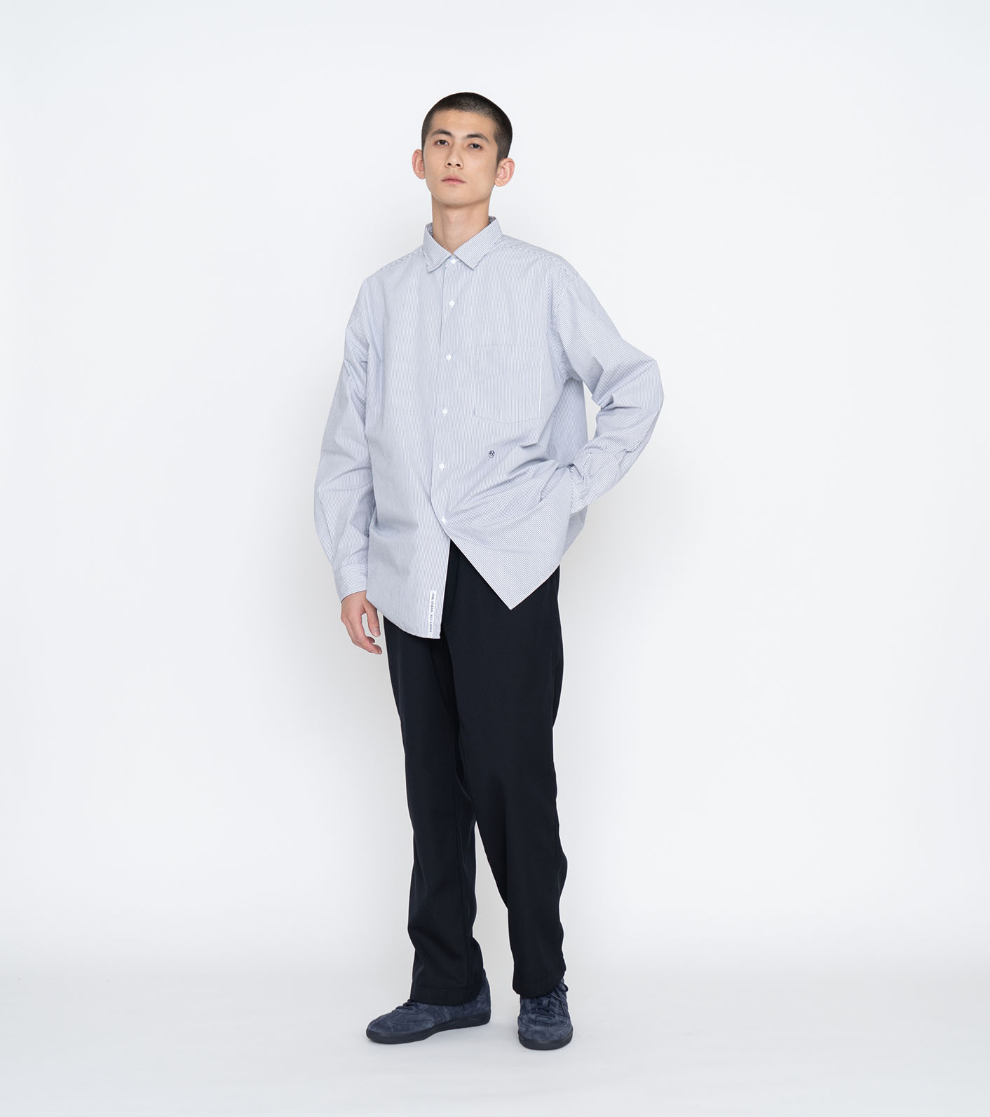 nanamica RegularCollar Stripe Wind Shirt