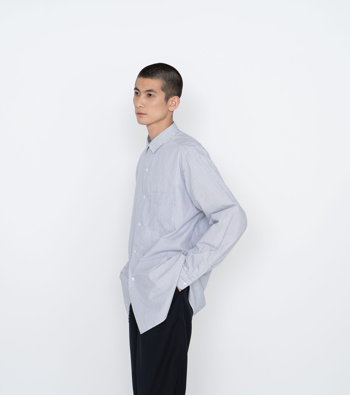 nanamica RegularCollar Stripe Wind Shirt