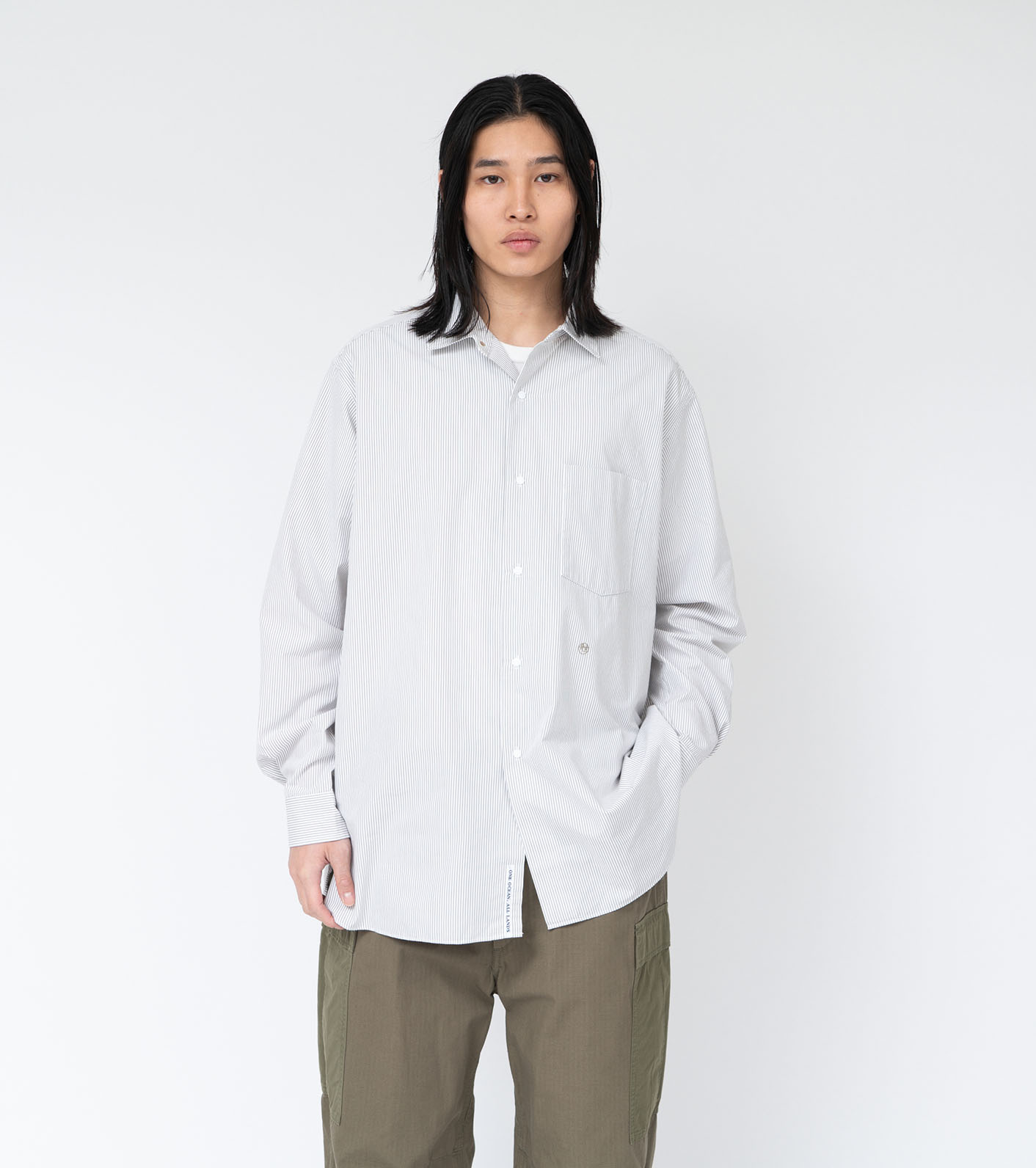 nanamica / Regular Collar Stripe Wind Shirt