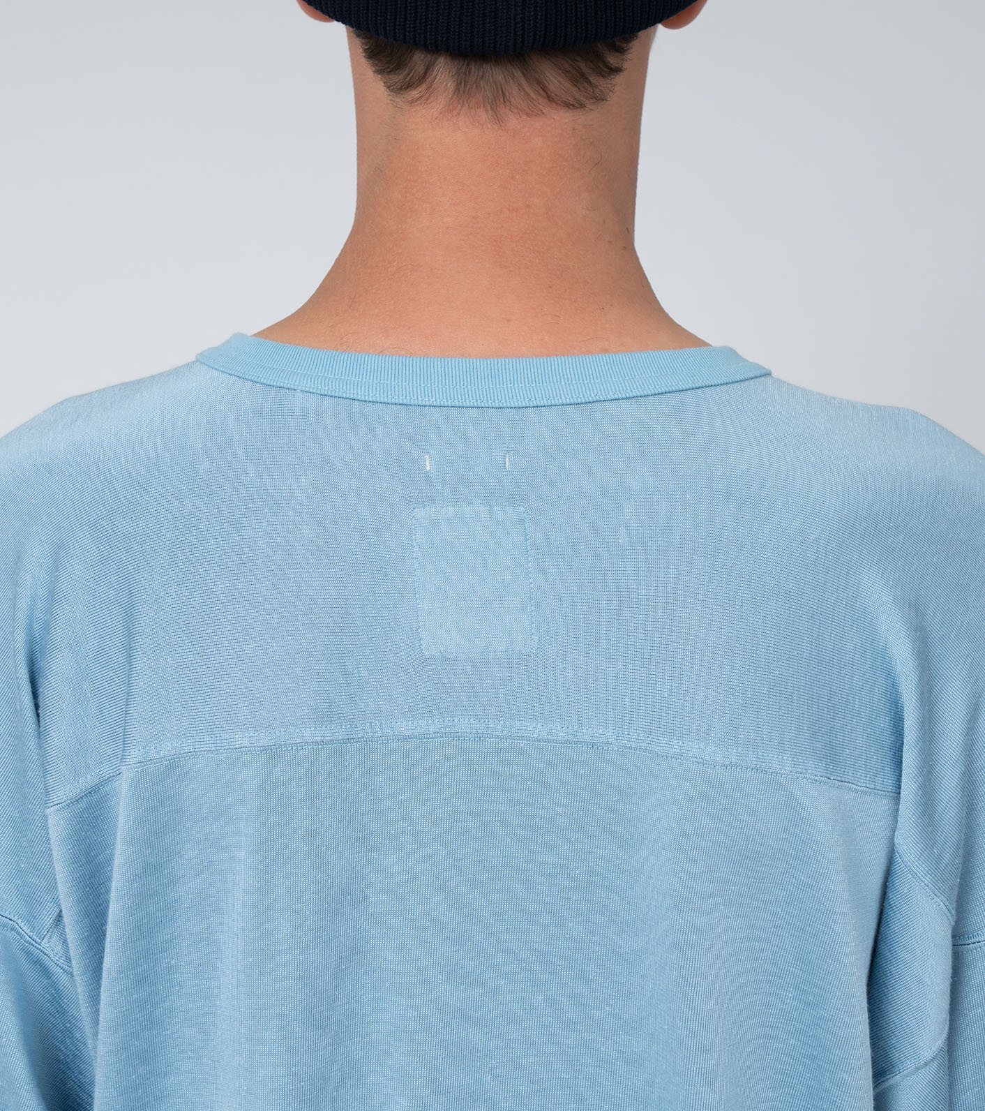 【関税込み】nanamica ブルー レーヨン コットン 長袖Tシャツ nanamica / Rayon Cotton L/S Tee