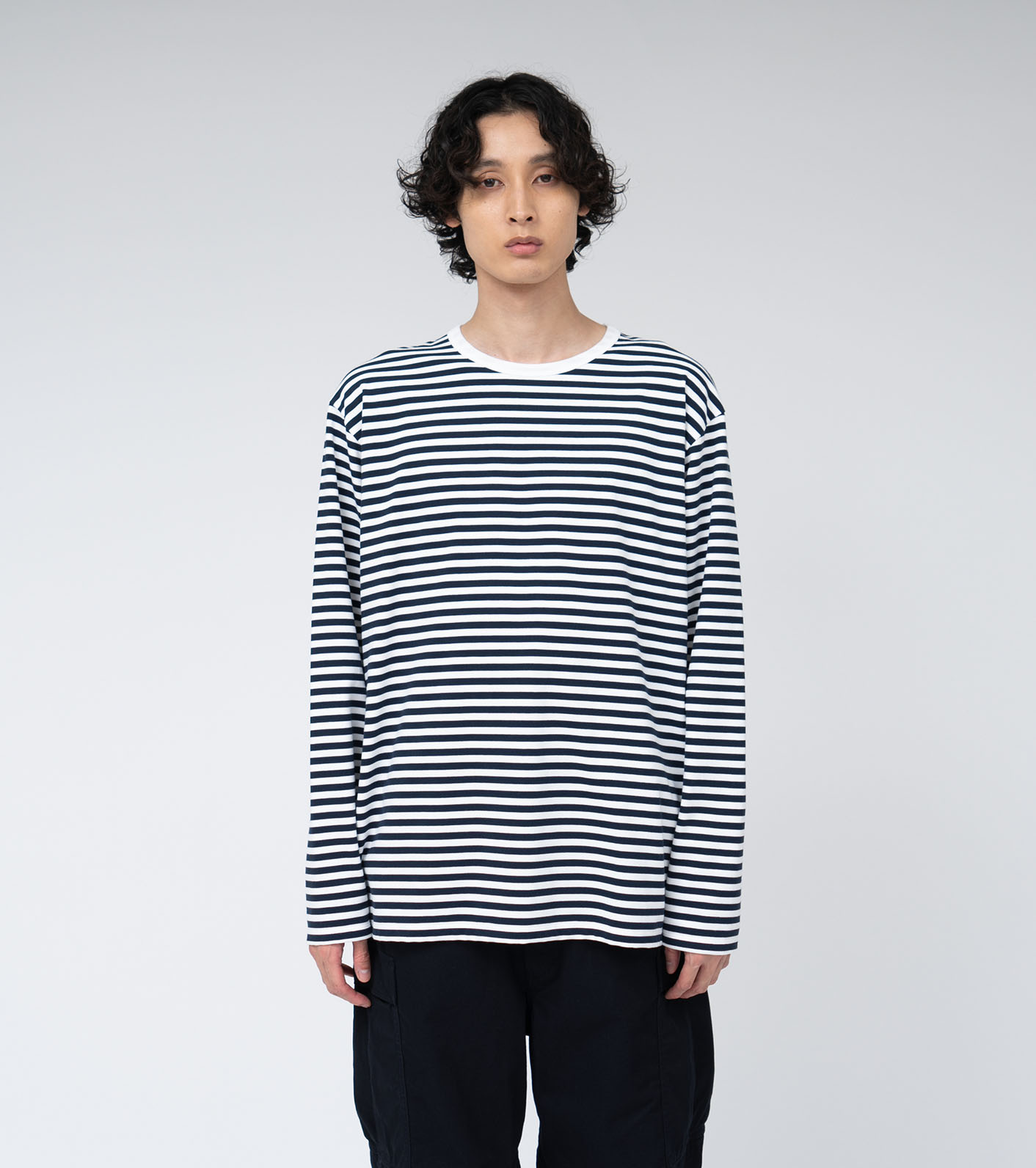 nanamica ホワイトストライプ Tシャツ nanamica / COOLMAX Stripe Jersey L/S Tee