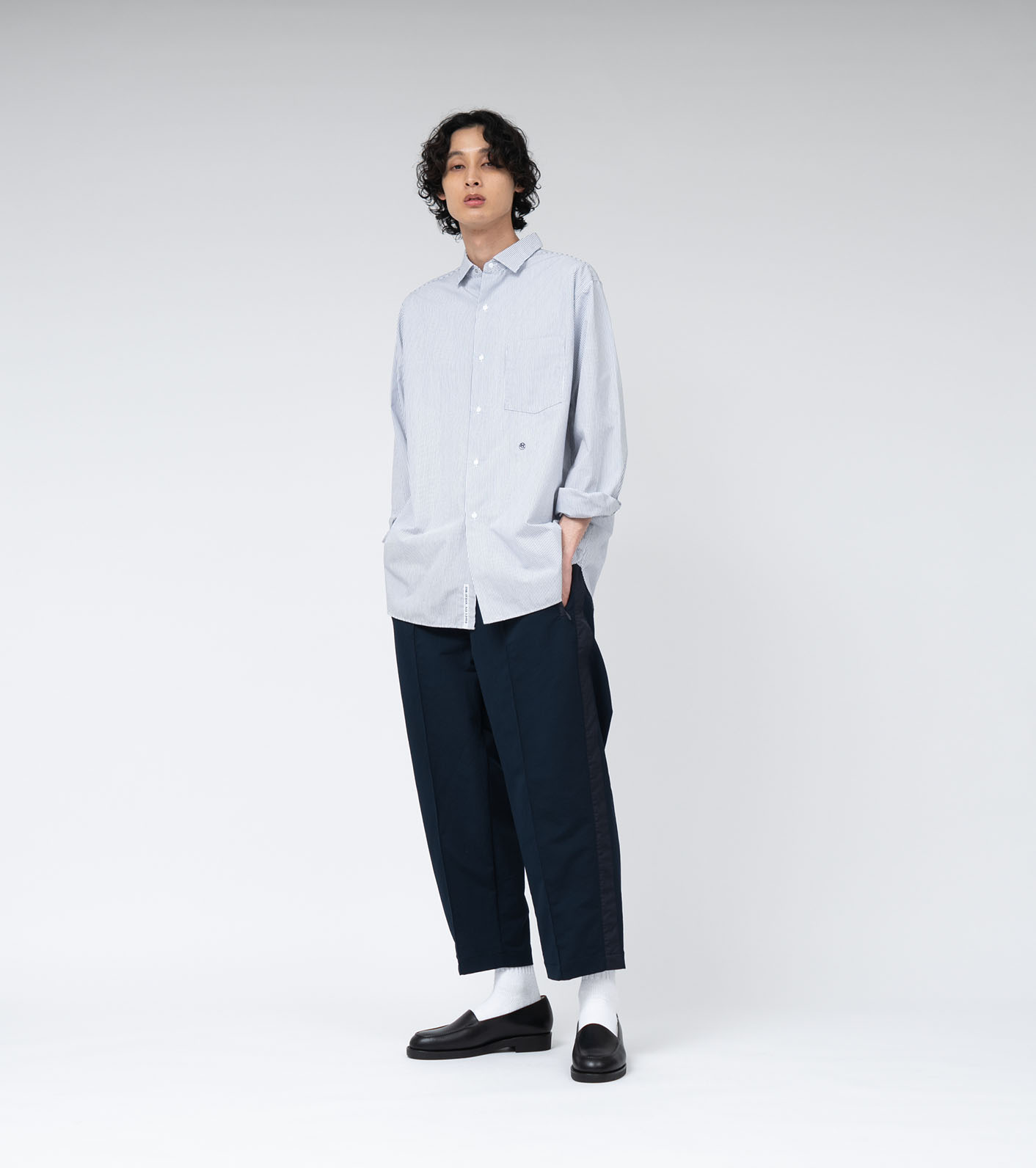 ナナミカ　Regular Collar Stripe Wind Shirt Ｌ nanamica / Regular Collar Stripe Wind Shirt