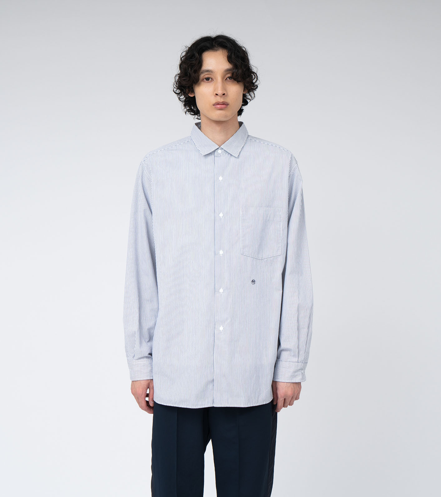 ナナミカ　Regular Collar Stripe Wind Shirt Ｌ nanamica / Regular Collar Stripe Wind Shirt