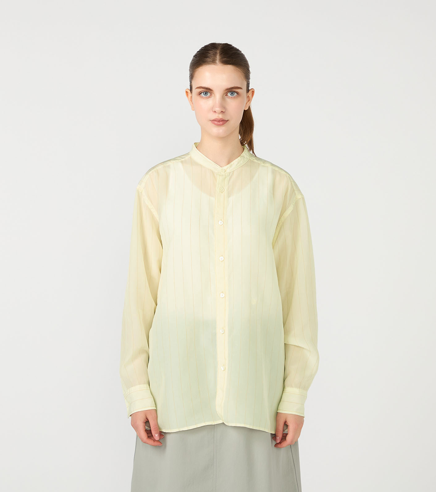 シャツ/ブラウス(長袖/七分) amiur stripe band collar shirt Steven Alan（スティーブンアラン）の「＜Steven Alan＞ SLUB STRIPE