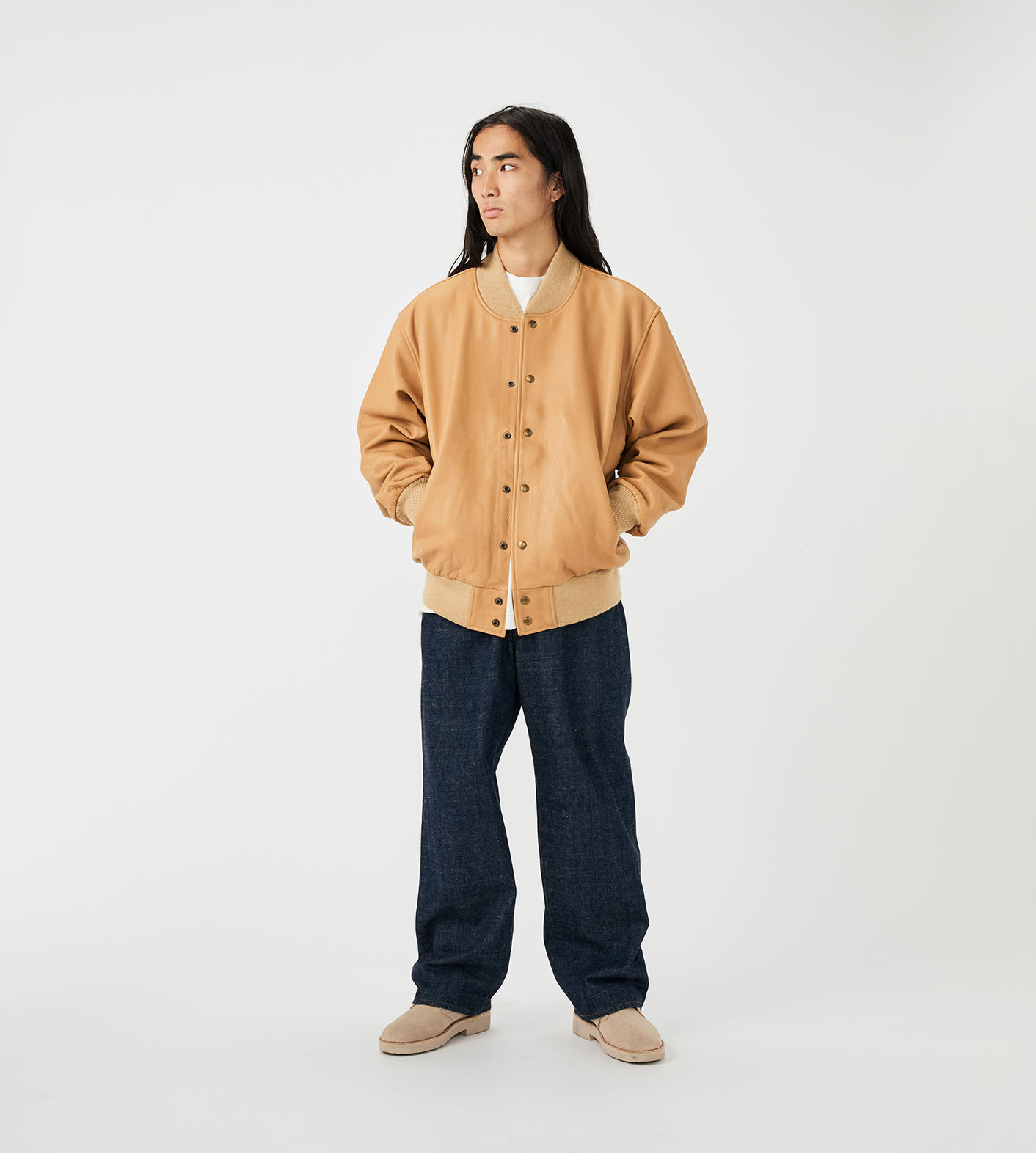 nanamica × GOLDEN BEAR スタジャン nanamica / nanamica Exclusive Leather Varsity Jacket