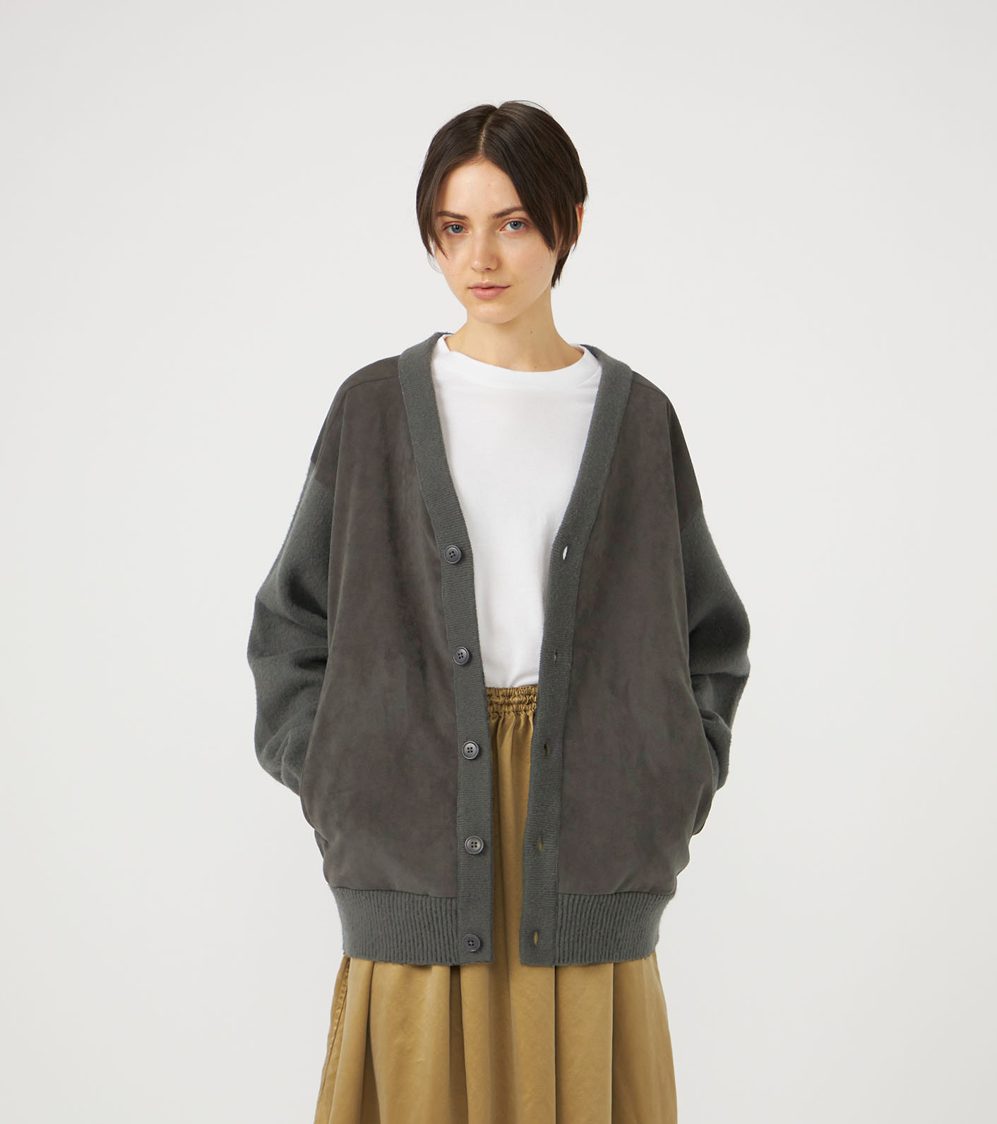 美品 ナナミカ 22AW 光電子 ハイブリッド ニットカーディガン M グリーン nanamica / Hybrid Cardigan