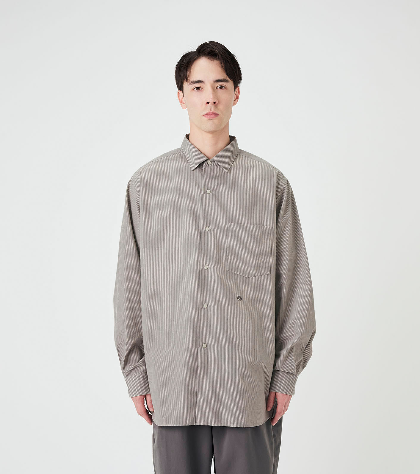 トップス Christian Roland regular collar shirt wh nanamica / Regular Collar Striped Wind Shirt