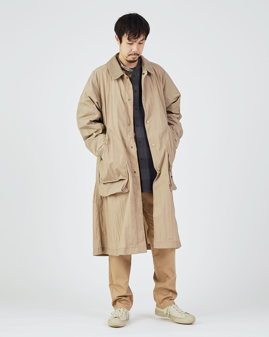 Nanamica Nanamicaのステンカラーコートとthe North Face Purple Labelのパッチワークシャツ Nanamica Nanamicaのステンカラーコートとthe North Face Purple Labelのパッチワークシャツ