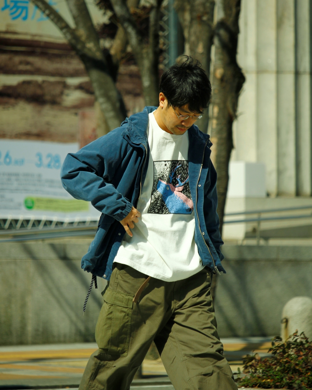 Nanamica The North Face Purple Label Indigo Mountain Wind Parka 8oz L S Graphic Tee