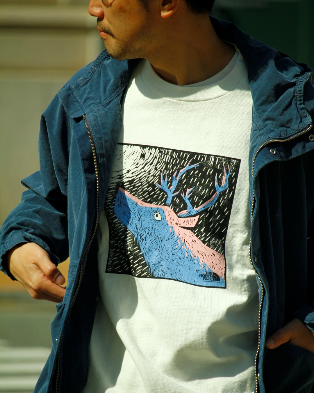 Nanamica The North Face Purple Label Indigo Mountain Wind Parka 8oz L S Graphic Tee